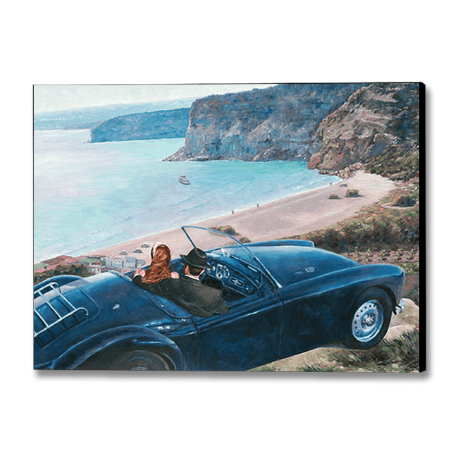 Mediterranean Canvas Print by Theo Michael, Car With A View Kourion Beach Cyprus