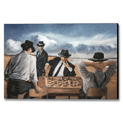 Art Noir Wall Art by Theo Michael, Chess Players by the beach