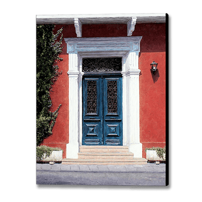 Mediterranean Blue Door painting by Theo Michael in Larnaca