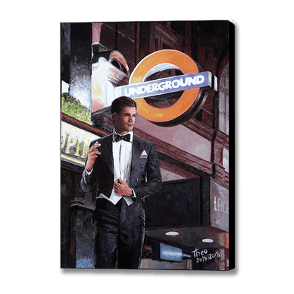 London paintings, an oil painting of Leicester Square station by Theo Michael