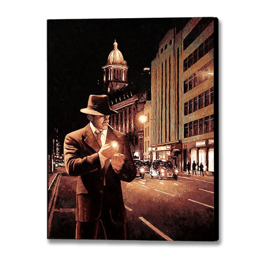 London At Night, Streets of London, a Canvas Print of an oil painting by Theo Michael