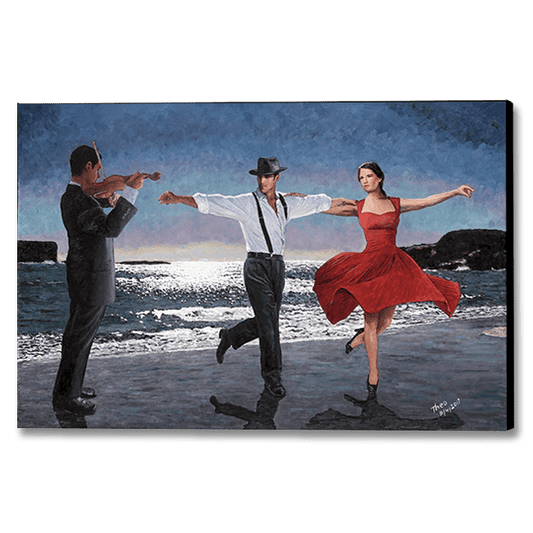 Dance painting by the beach under the moonlight by Theo Michael
