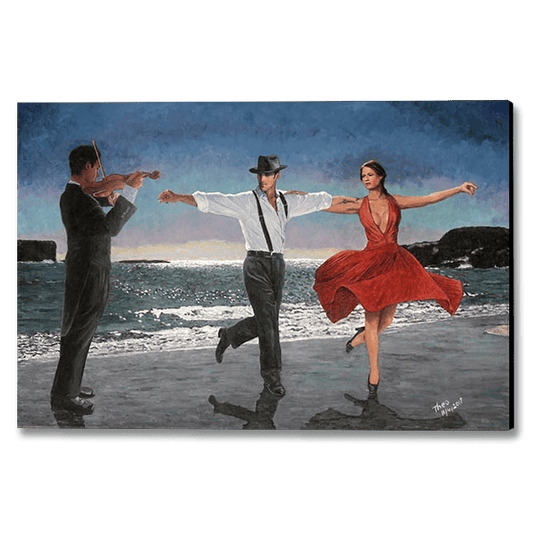 Dance painting by the beach under the moonlight by Theo Michael