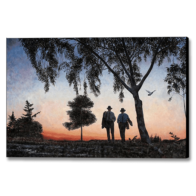 Art Noir Canvas Print by Theo Michael, Evening Stroll ant sunset