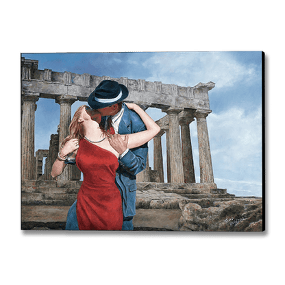 Canvas Print of the oil painting by Theo Michael titled A Kiss Is Just A Kiss