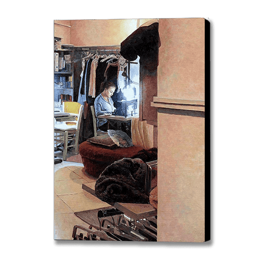 Edward Hopper style Canvas print, The Seamstress by Theo Michael