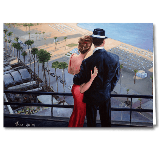 Designer Greeting Card after the oil painting Balcony With A View by Theo Michael