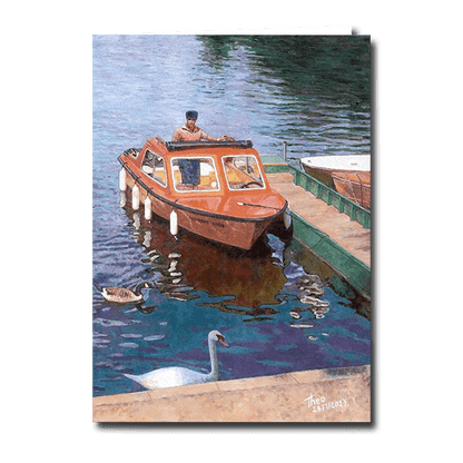 Designer Greeting Card after the oil painting Boat For Hire by Theo Michael