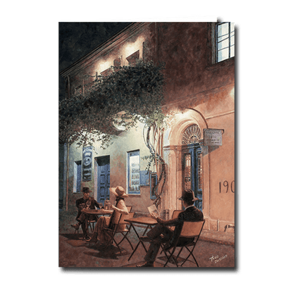 Designer Greeting Card after the oil painting Cafe At Night by Theo Michael