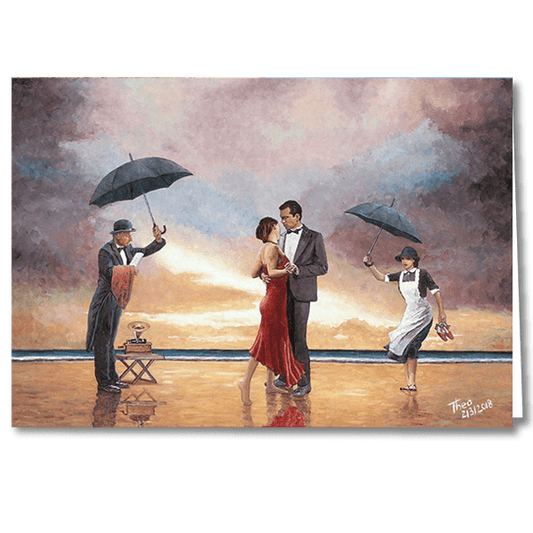 Designer Greeting Card after the oil painting Homage To The Singing Butler by Theo Michael and inspired by Jack Vettriano