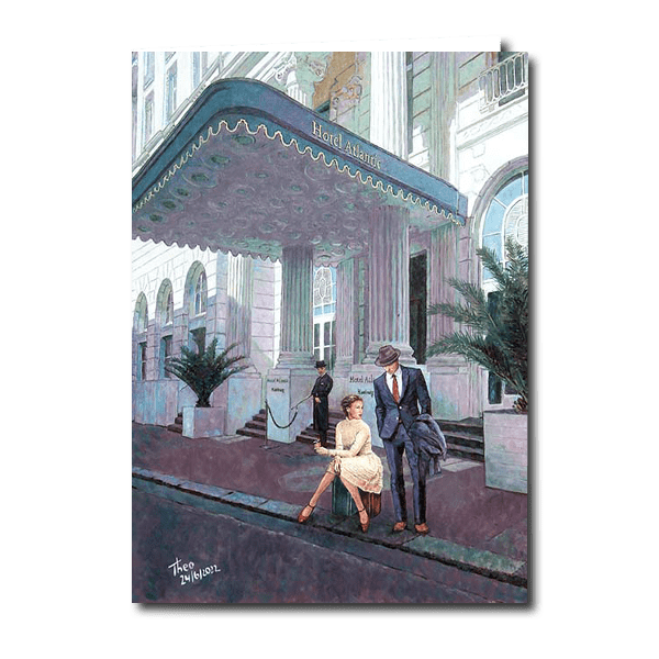 Designer Greeting Card after the oil painting Hotel Atlantic Hamburg by Theo Michael