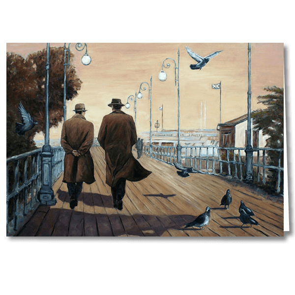 Designer Greeting Card after the oil painting The Boardwalk by Theo Michael