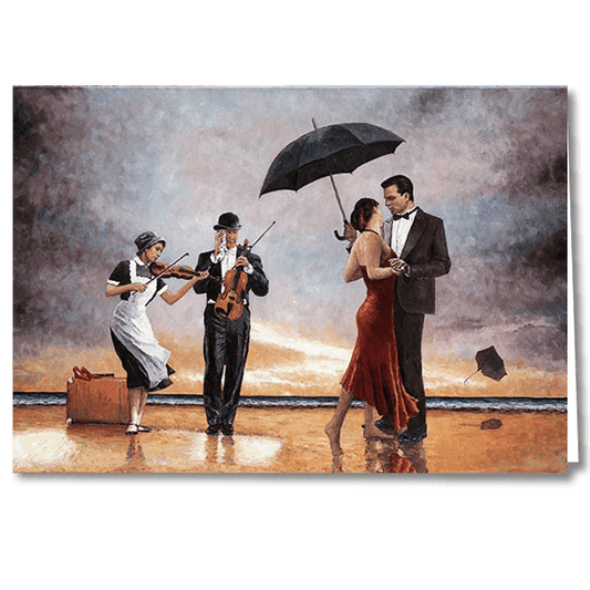 Designer Greeting Card after the oil painting Tribute To The Singing Butler by Theo Michael and inspired by Jack Vettriano