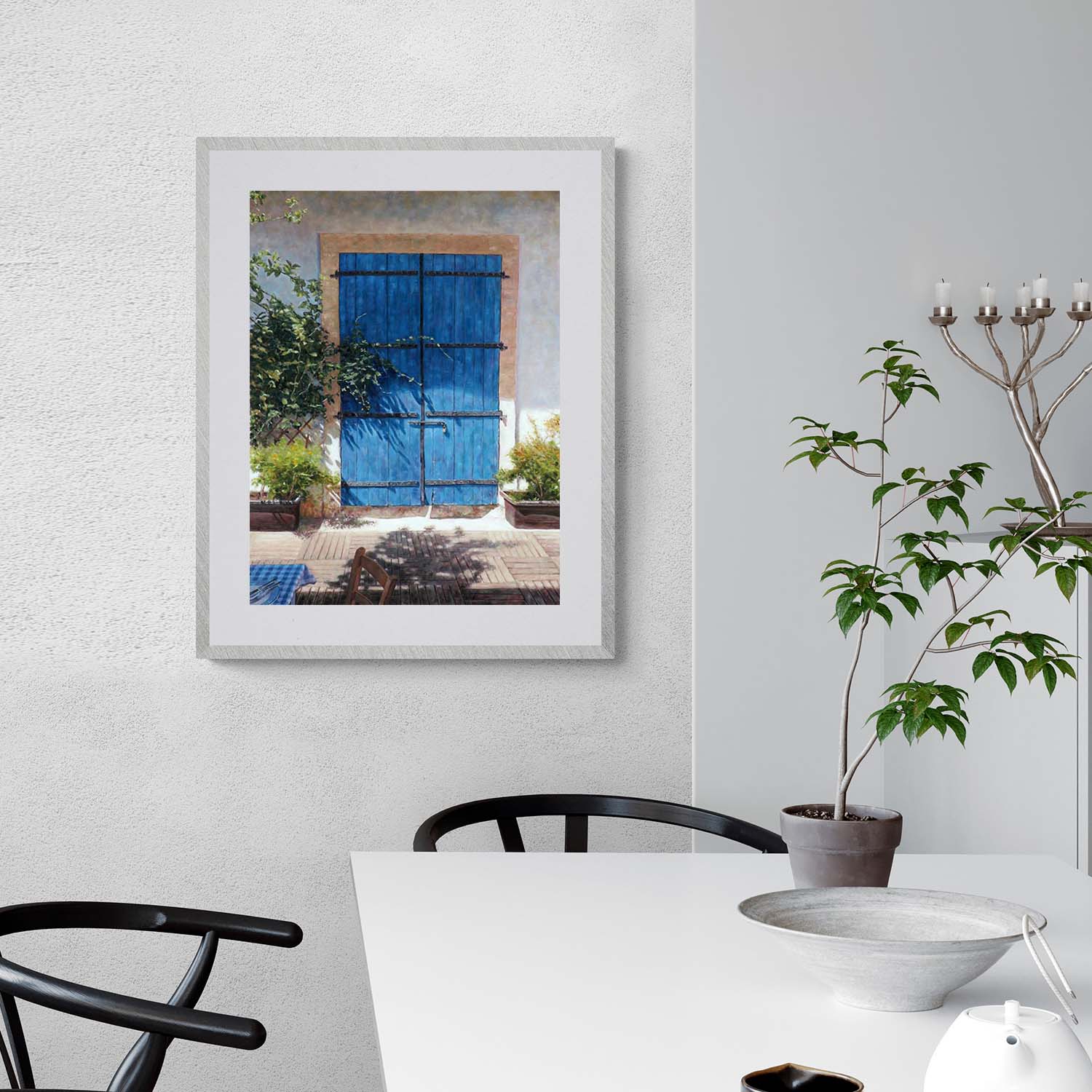 Blue door painting by Theo Michael titled Blue Door In Summer Light