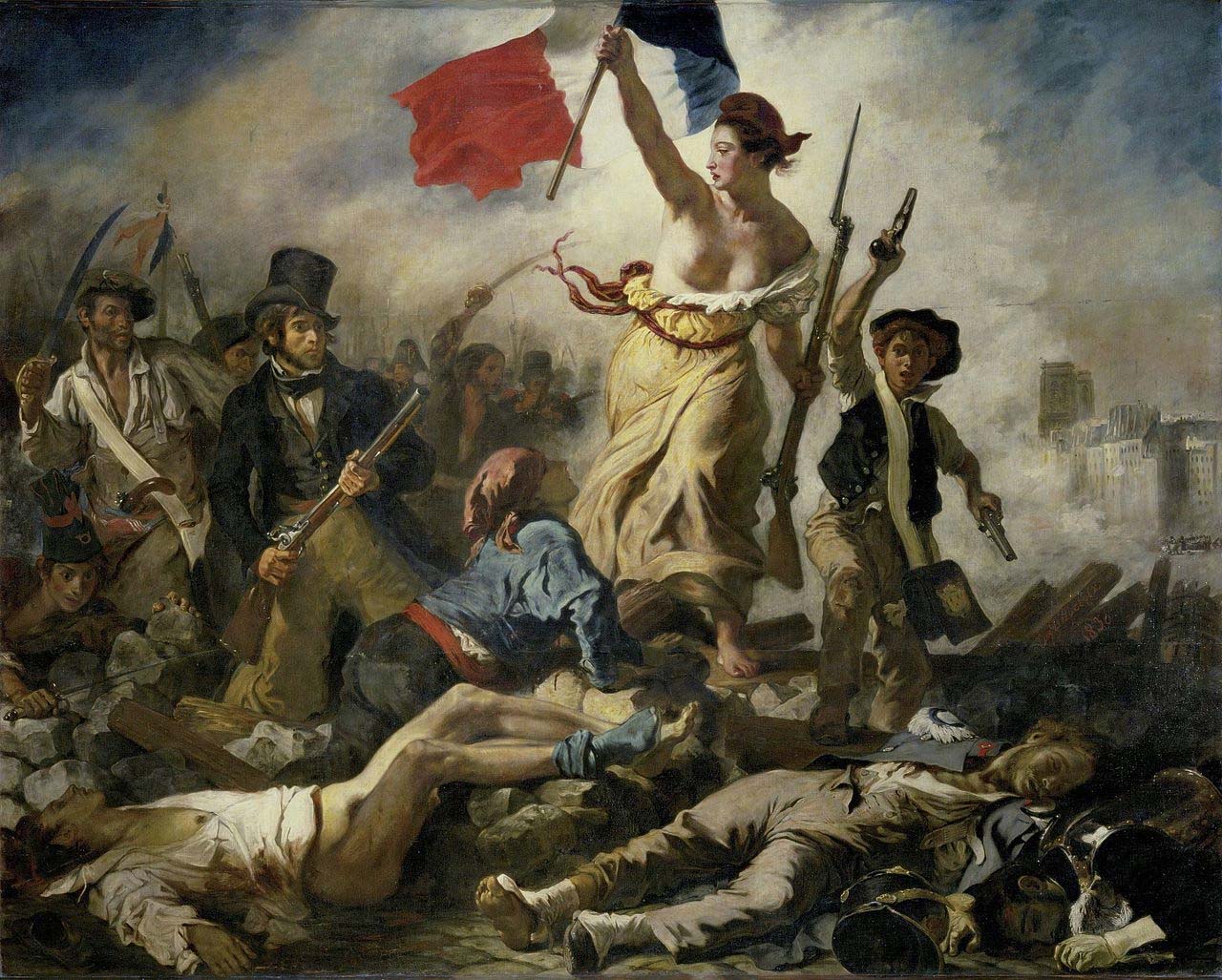 Romantic Painting Liberty Leading the People, Eugene Delacroix 1830