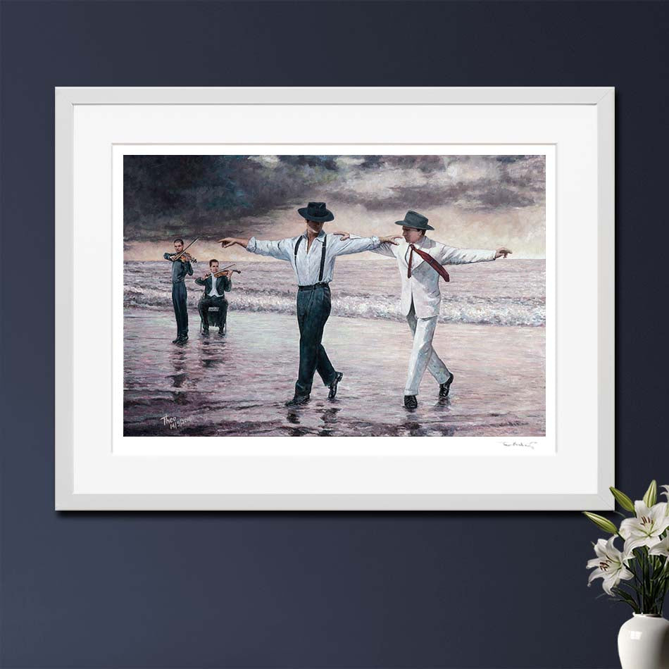 Beach Painting Fine Art Print, a dance painting by the beach titled The Beach Quartet  an oil painting by Theo Michael