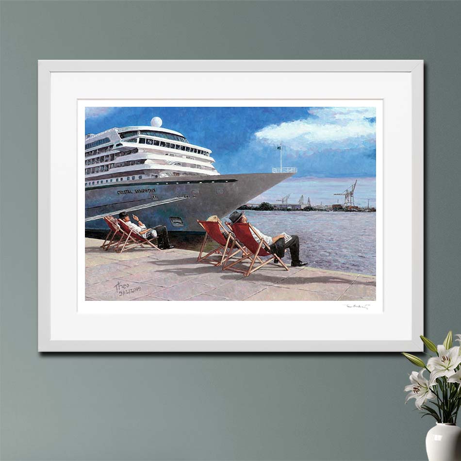 Fine Art Print, Edward Hopper style painting, People In The Sun by Theo Michael