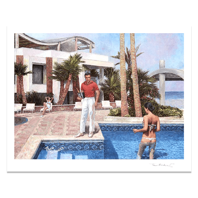 Fine Art Print the Swimming Pool, Radisson Beach Hotel Larnaca, an oil painting by Theo Michael