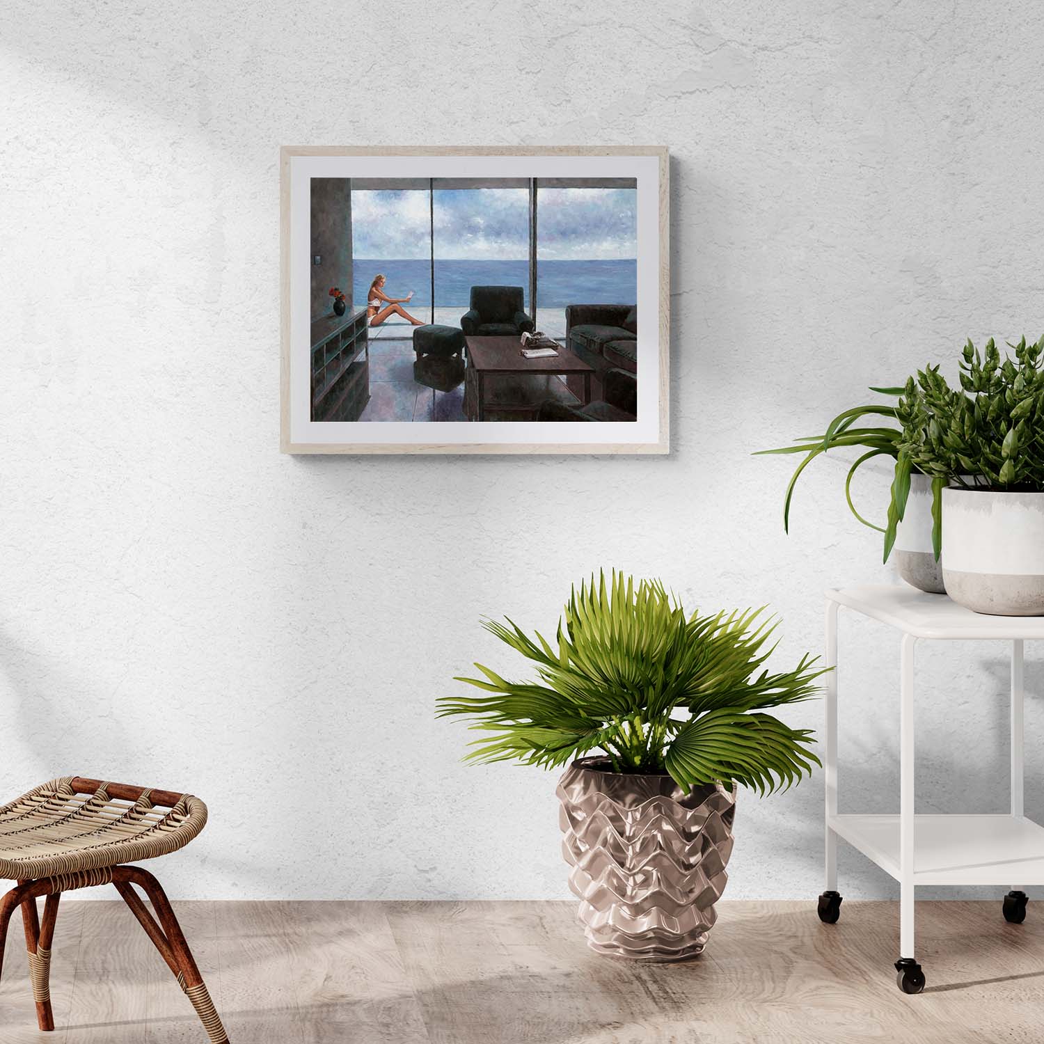 Fine Art print oil painting, a sea view apartment by Theo Michael titled The Apartment