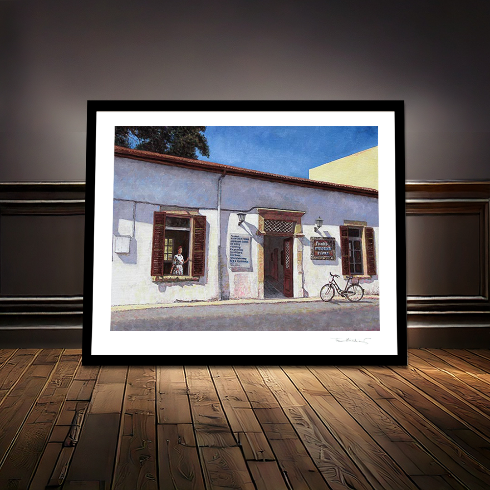 Fine Art Print of Mediterranean art of a Cypriot Street Scene in Larnaca, Kypriaki Gonia by Theo Michael