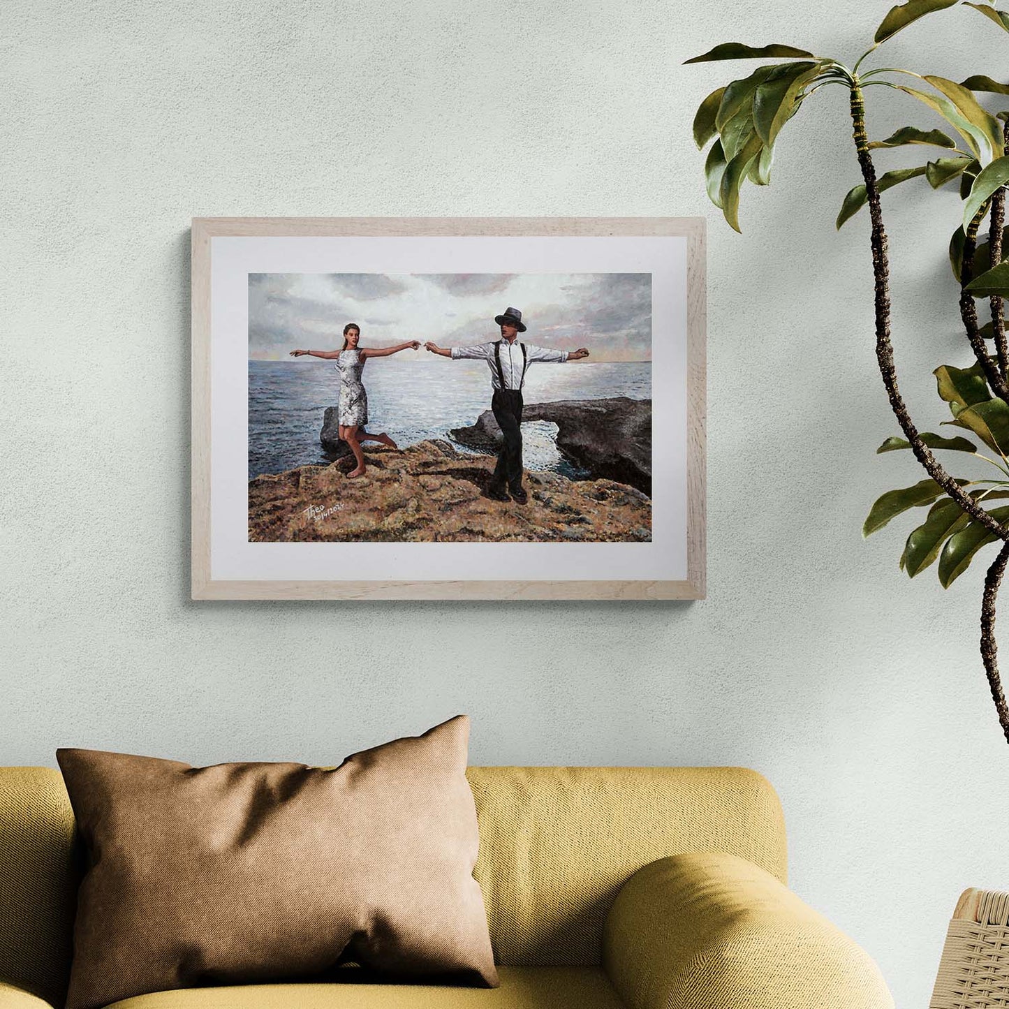 Art print Dance painting, beach painting by Theo Michael celebrating the Joy Of Dance at Cape Greko in Cyprus