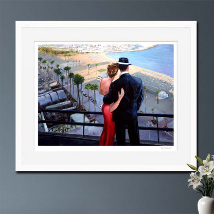 Fine Art Print by Theo Michael  after his  original romantic oil painting titled Balcony With View