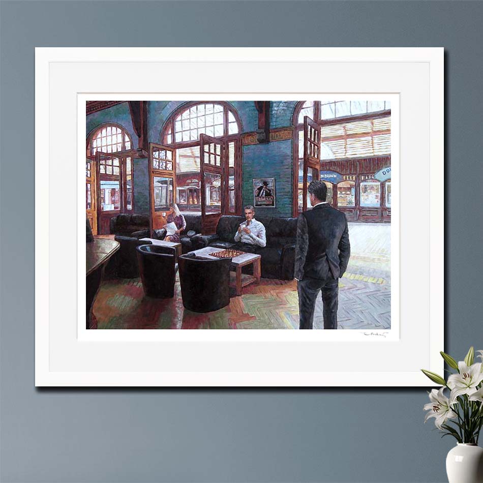 Fine Art  print, chess  painting in a cafe in Windsor, after an original oil painting by Theo Michael