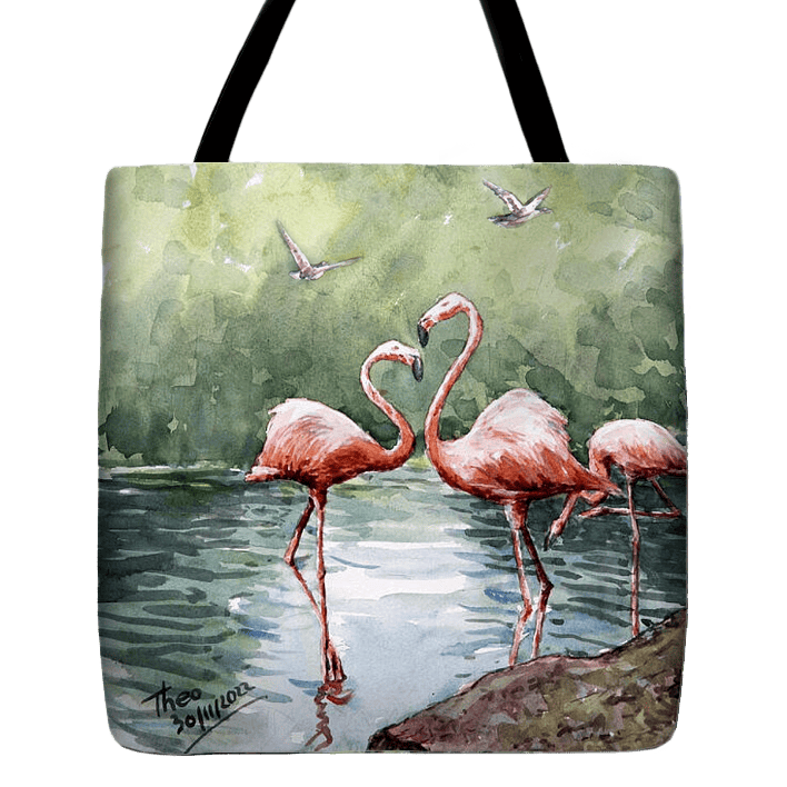 Tote Bag Flamingos by Theo Michael