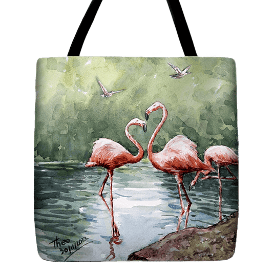 Tote Bag Flamingos by Theo Michael