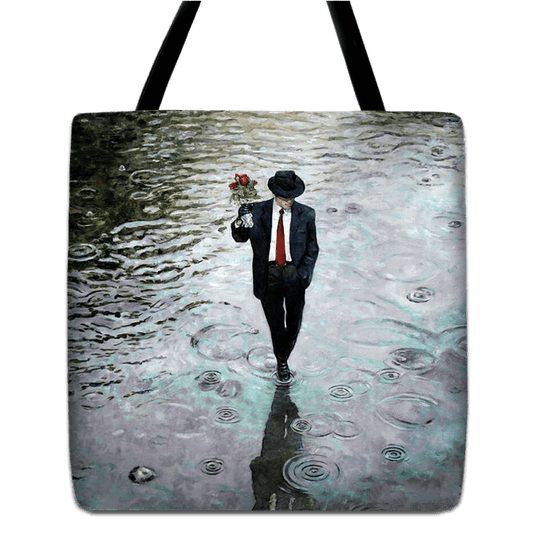 Tote Bag with an original art design by Theo Michael , featuring the painting Romance Isn't Dead