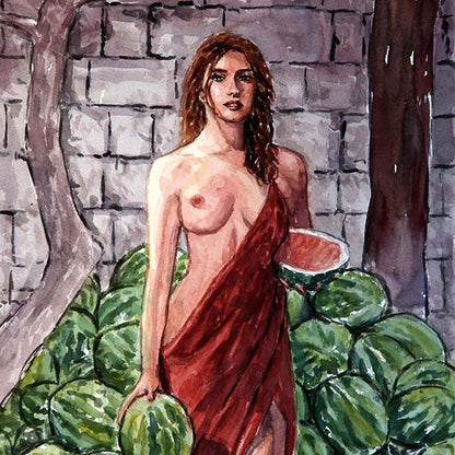 Watercolour painting, The Watermelon Vendor