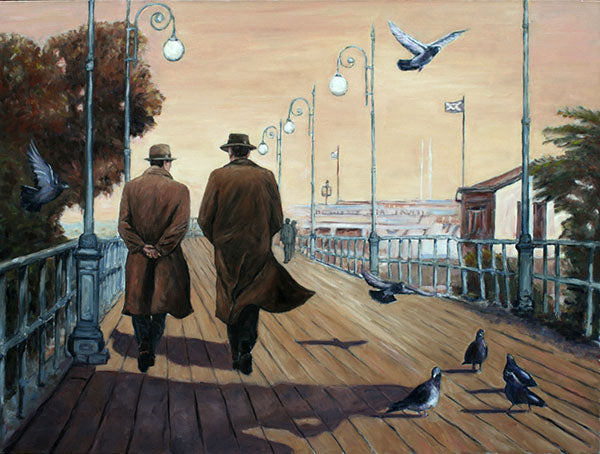 Jack Vettriano style painting by Theo Michael titled The Boardwalk