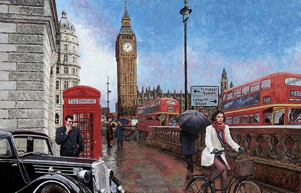 London painting, Big Ben an oil painting by Theo Michael