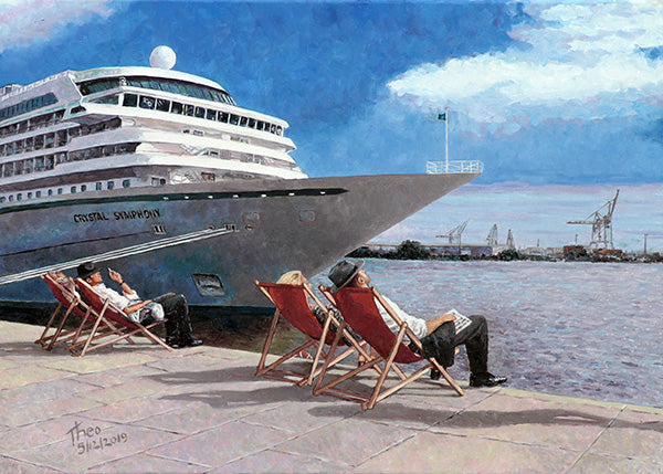 Edward Hopper style painting People In The Sun by Theo Michael
