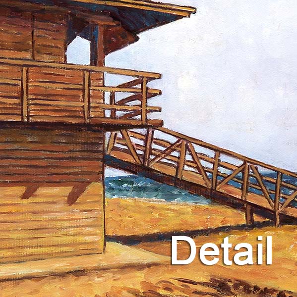Cyprus oil painting, The Beach Lifeguard Tower