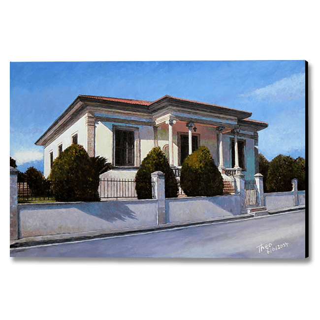 oil painting of a Cyprus Mansion in Larnaca by Theo Michael