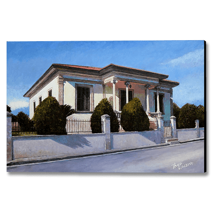 oil painting of a Cyprus Mansion in Larnaca by Theo Michael