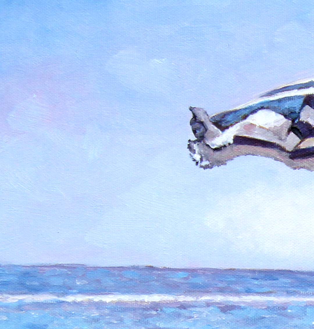 Cyprus oil painting, The Sunloungers by The Beach