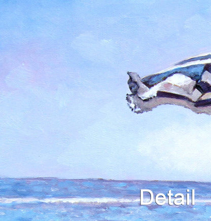 Cyprus oil painting, The Sunloungers by The Beach