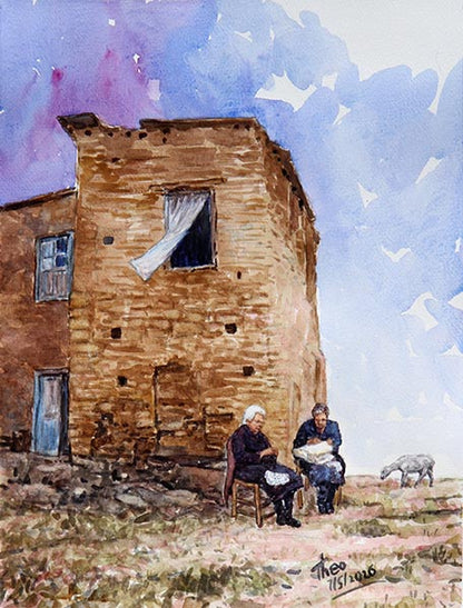 Watercolour painting, Business As Usual