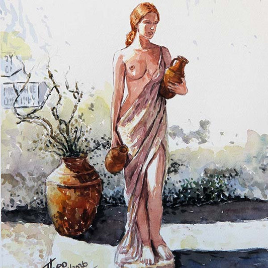 Watercolour painting, Cyprus Handmade Ceramics