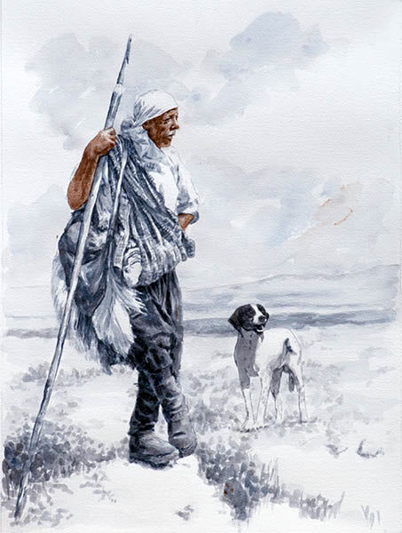 The Shepherd is a painting based on the work of the photographer Reno Wideson 