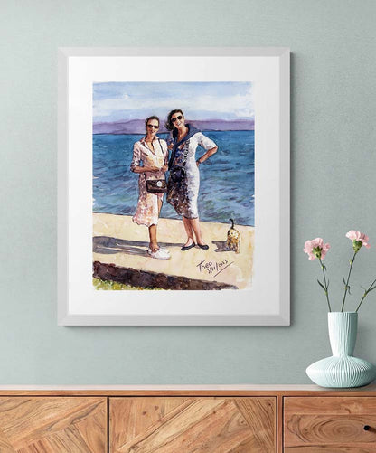 watercolour painting for your sitting room, titled The Sunday Stroll by Theo Michael