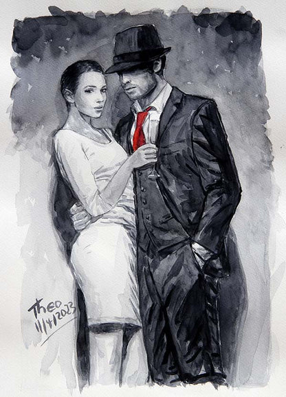Watercolour painting, Noir Romance