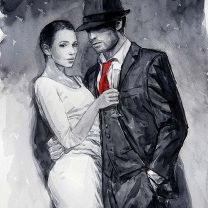 Watercolour painting, Noir Romance