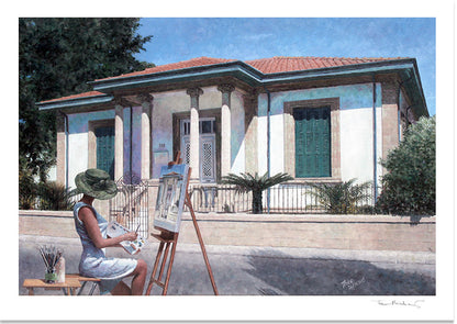 Summer Time, Mediterranean Fine Art Print by Theo Michael, an Edward Hopper Tribute