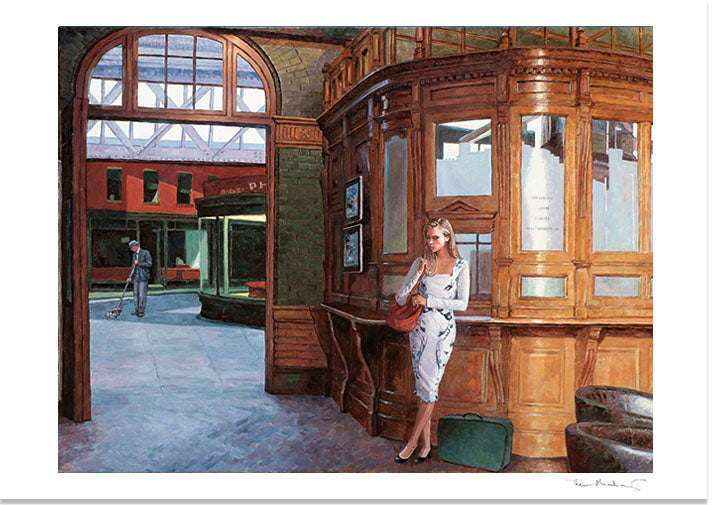 Fine Art Print by Theo Michael, Homage to Edward Hopper Ticket Office Windsor