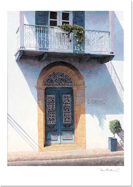 Fine Art Print by Theo Michael, Blue Door With Balcony