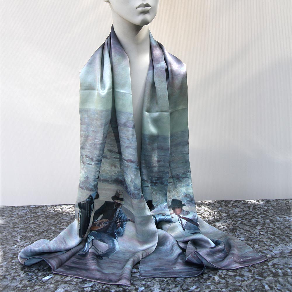 100% silk scarf with an original art design by Theo Michael, The Beach Quartet