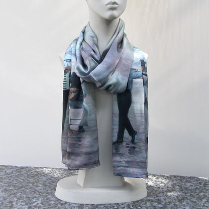 100% silk scarf with an original art design by Theo Michael, The Beach Quartet